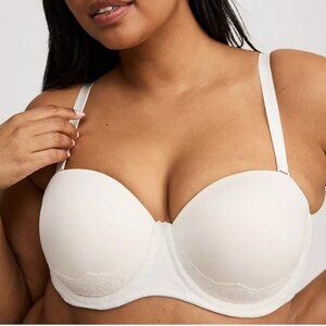 NEW Torrid Curve Strapless Push-Up Smooth Bra Size 50DDD Ivory White Multiway